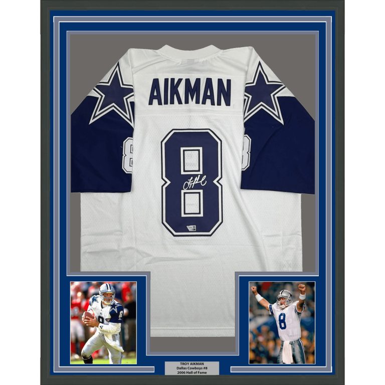Framed Autographed/Signed Troy Aikman 35x39 Cowboys M&N Jersey Fanatics COA
