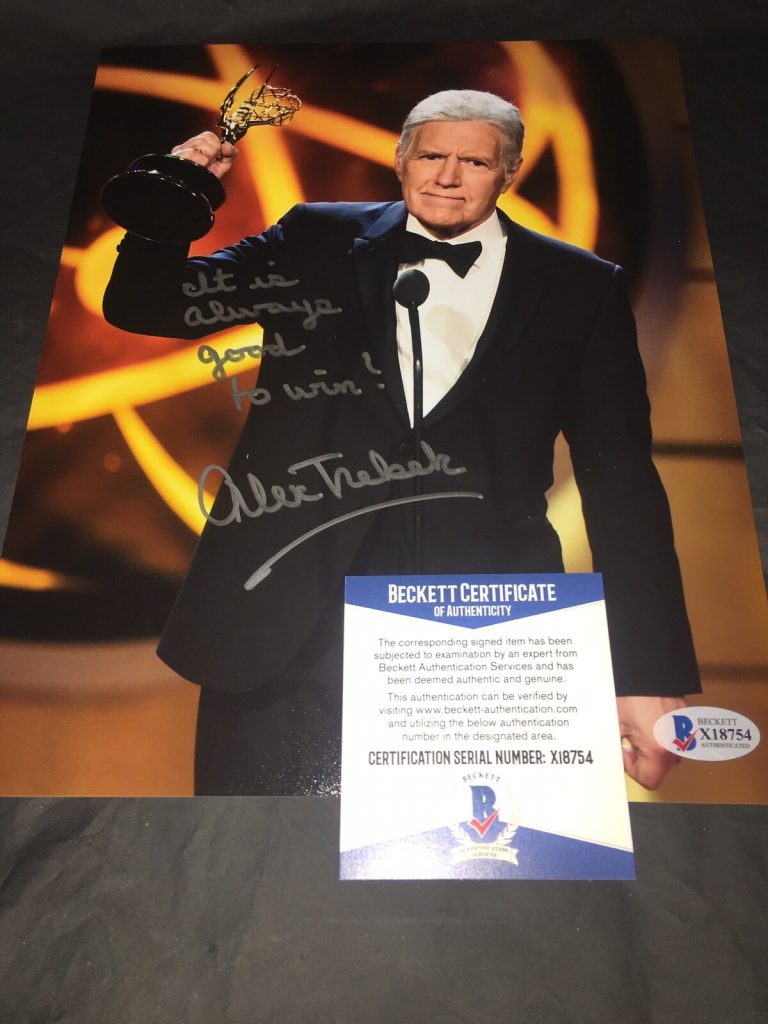 Alex Trebek Signed 8x10 Photo Hollywood Legend Beckett #15