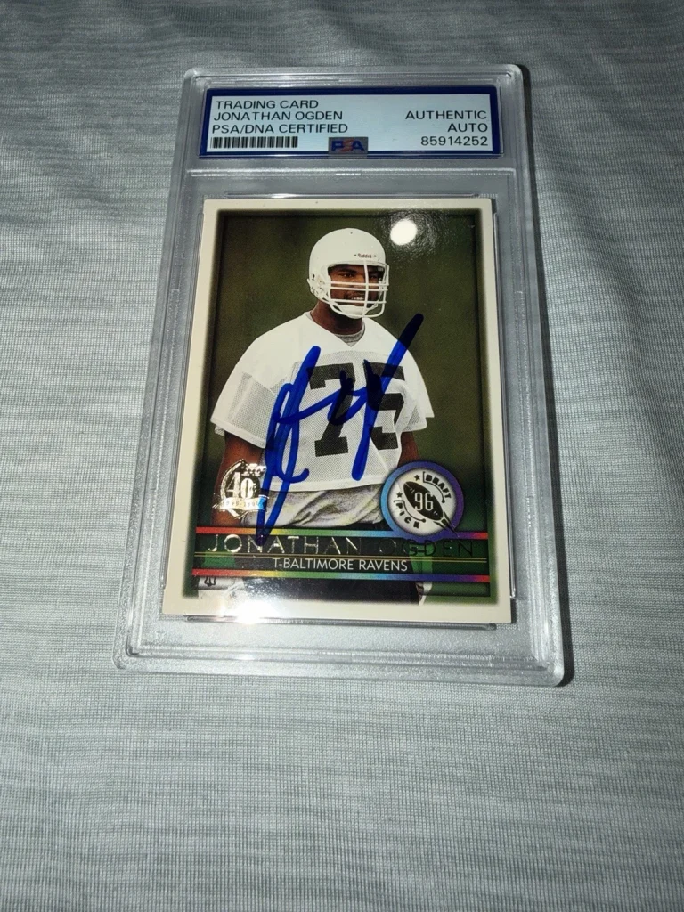 Jonathan Ogden Signed 1996 Topps Draft Pick Trading Card NFL HOF PSA/DNA