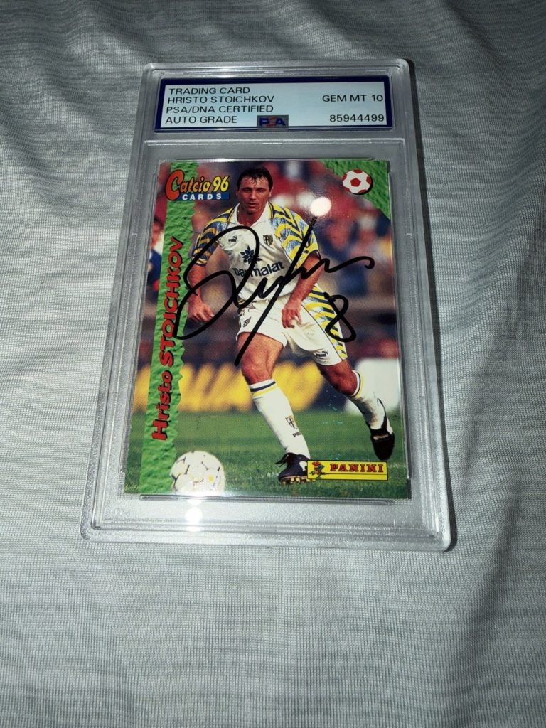 Hristo Stoichkov Signed 1996 Panini Calcio Trading Card Parma Gem 10 PSA/DNA