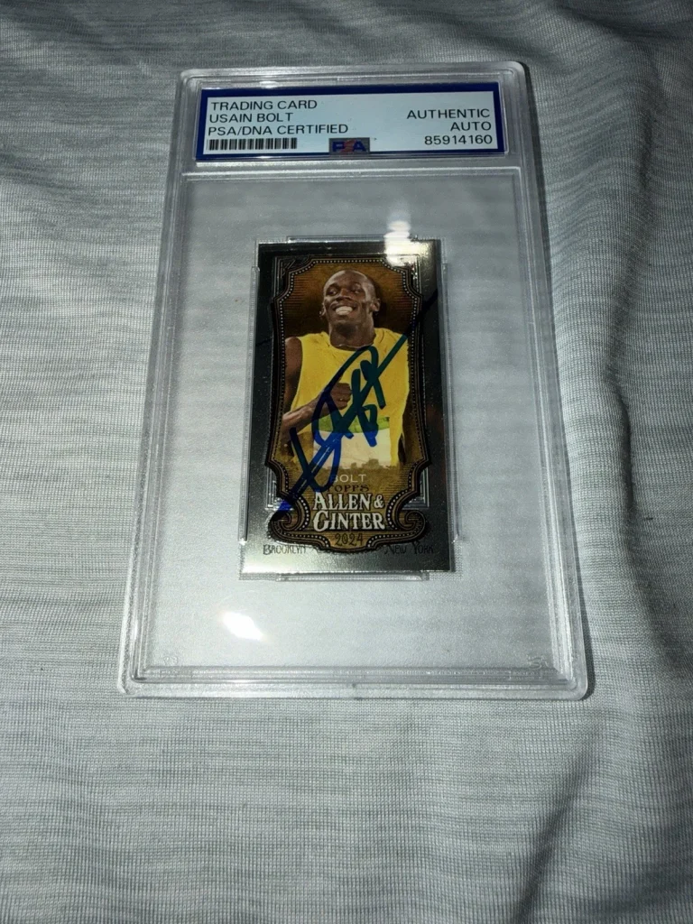 Usain Bolt Signed 2024 Allen & Ginter Trading Card Chrome Mini Legend PSA/DNA