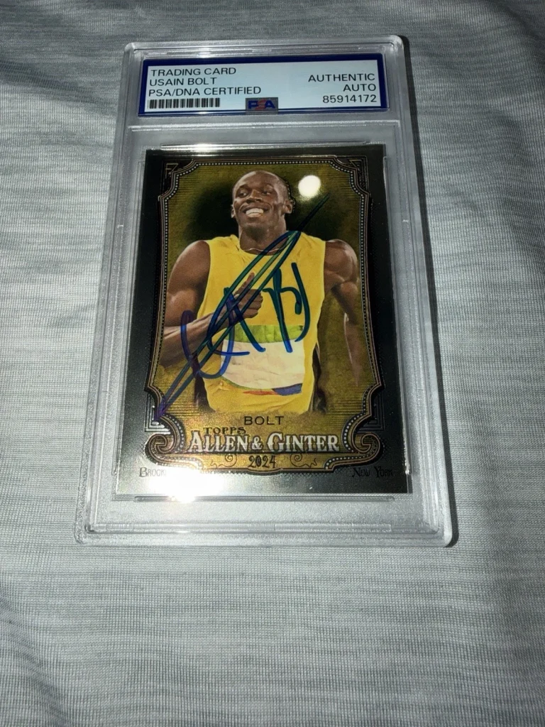 Usain Bolt Signed 2024 A&G Chrome Trading Card #208 Gold Legend PSA/DNA #4