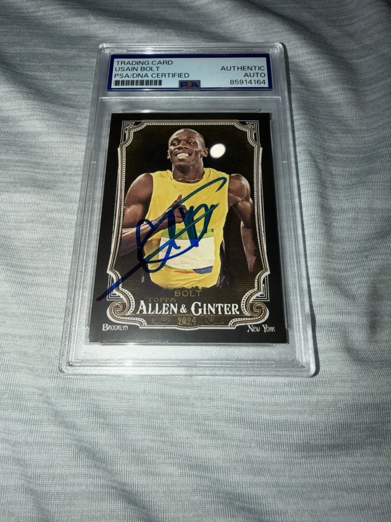 Usain Bolt Signed 2024 A&G Black Trading Card #208 Gold Legend PSA/DNA #2