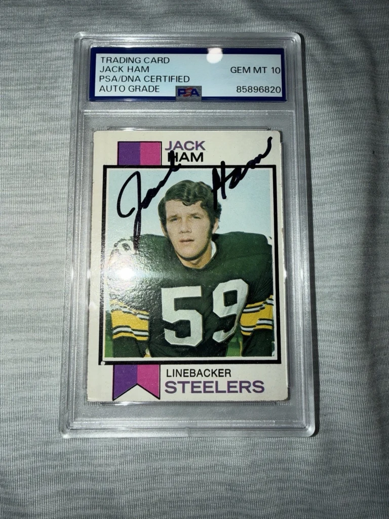 Jack Ham Signed 1973 Topps Rookie Card Trading Card NFL HOF Gem 10 Auto PSA/DNA