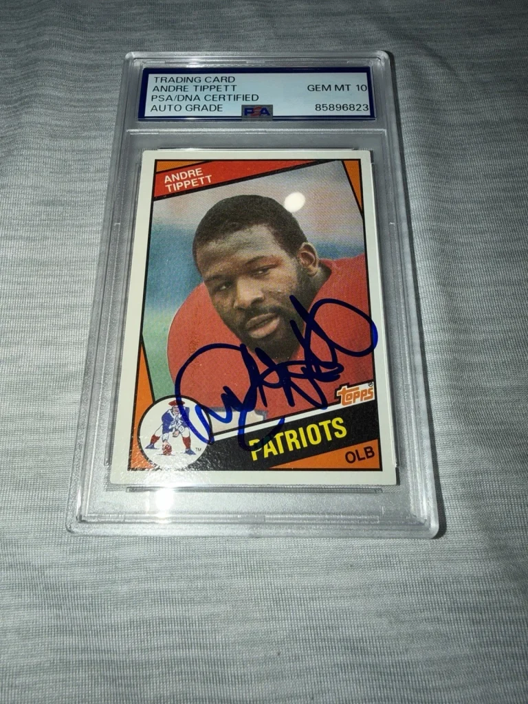 Andre Tippett Signed 1984 Topps Rookie Card Trading Card HOF Gem 10 Auto PSA/DNA