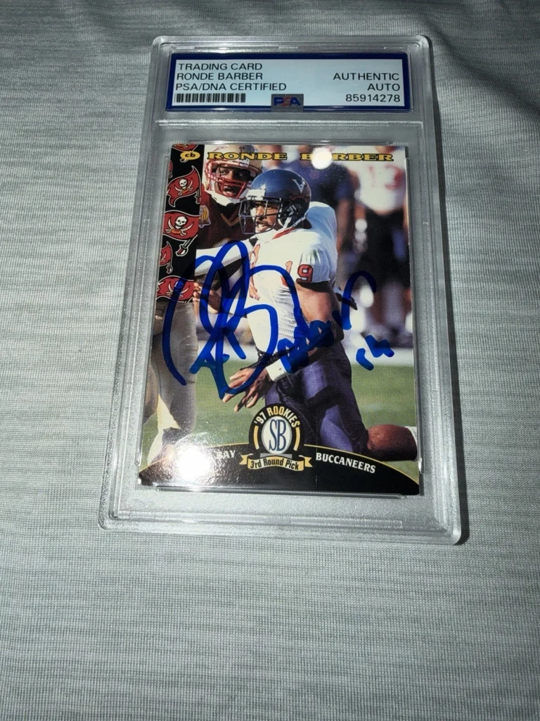 Ronde Barber Signed 1997 Scoreboard Rookie Card Trading Card NFL HOF PSA/DNA