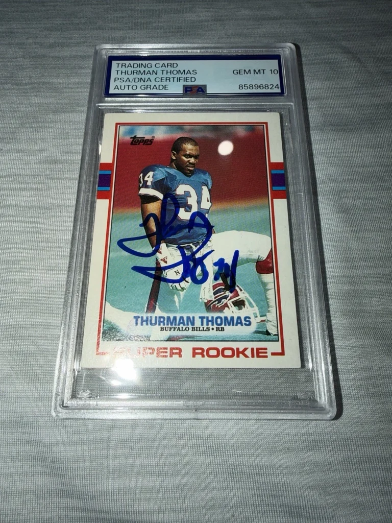 Thurman Thomas Signed 1989 Topps Rookie Trading Card HOF Gem 10 Auto PSA/DNA