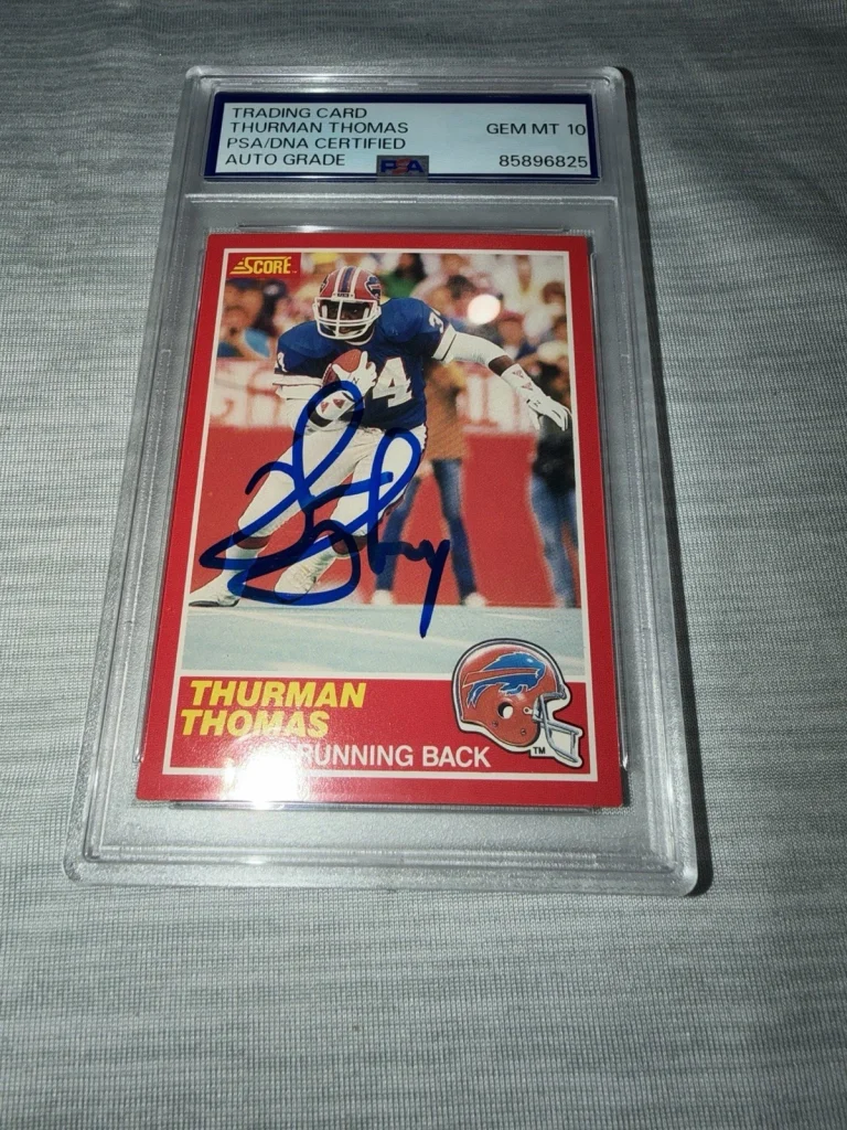 Thurman Thomas Signed 1989 Score Rookie Trading Card HOF Gem 10 Auto PSA/DNA