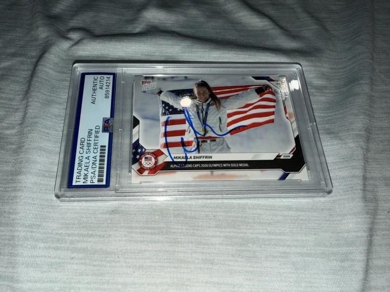 Mikaela Shiffrin Signed 2026 Topps Now Trading Card Olympic Gold PSA/DNA #2