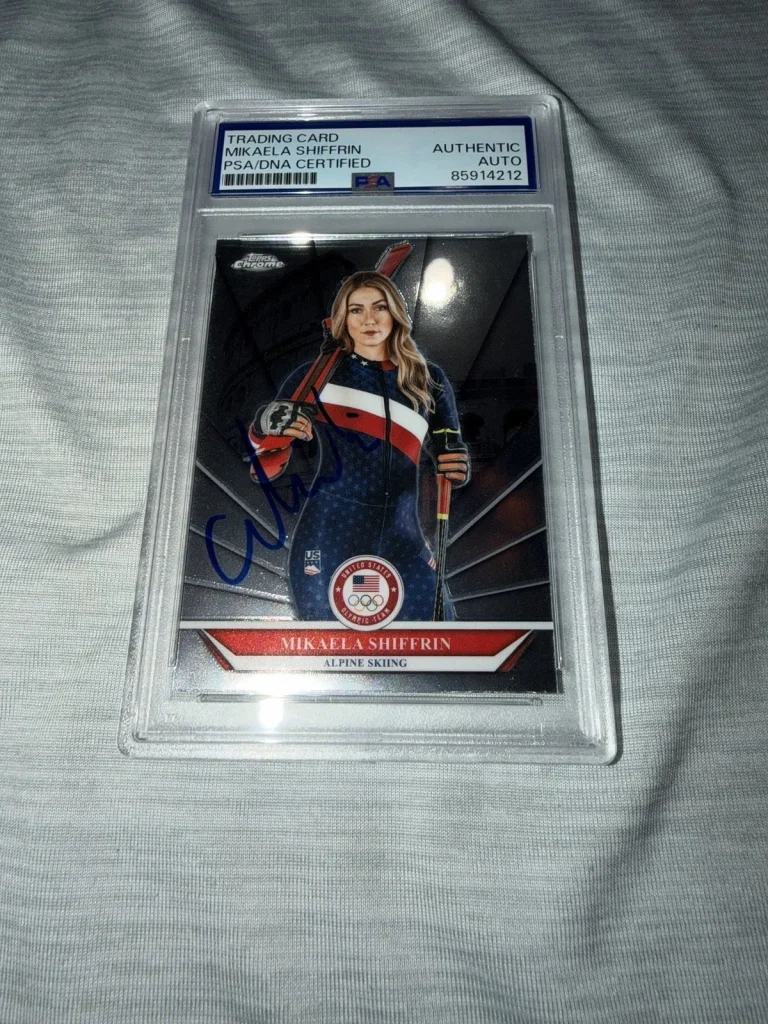 Mikaela Shiffrin Signed 2026 Topps Chrome Trading Card Olympic Gold PSA/DNA