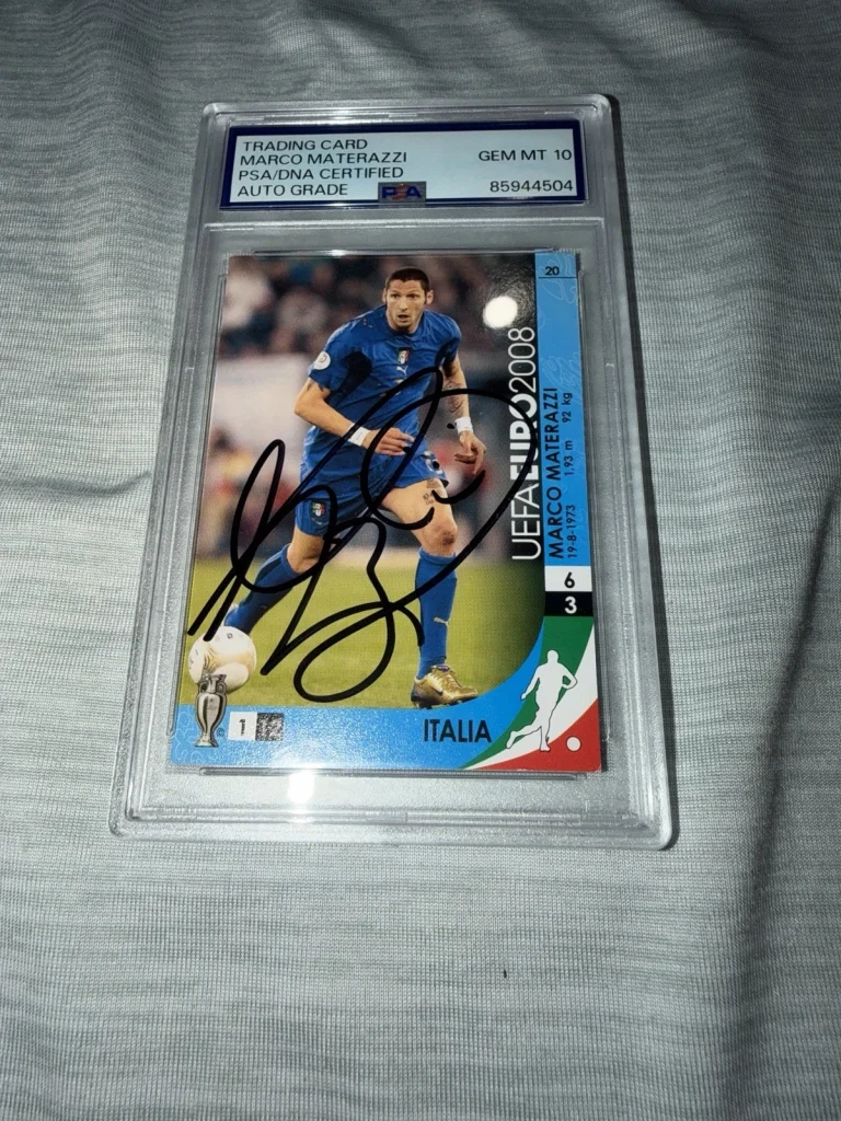 Marco Materazzi Signed 2008 Panini UEFA Euro Austria-Switzerland Card Gem 10 PSA