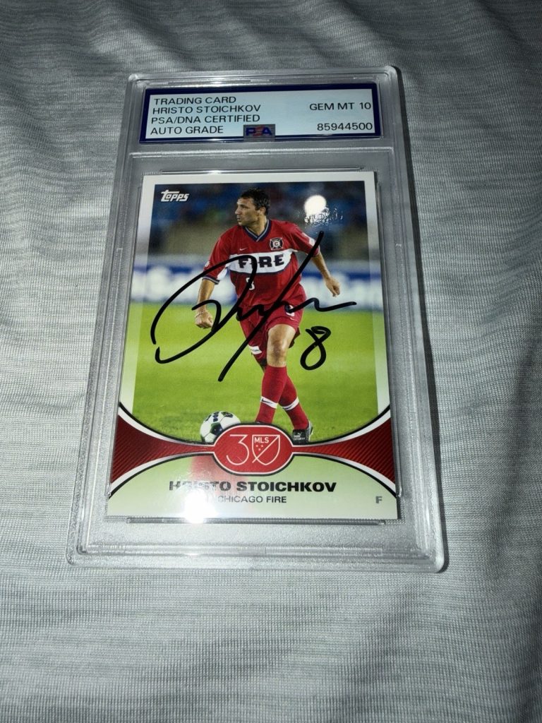 Hristo Stoichkov Signed 2005 Topps 30th Anniversary Card Chicago Gem 10 PSA/DNA