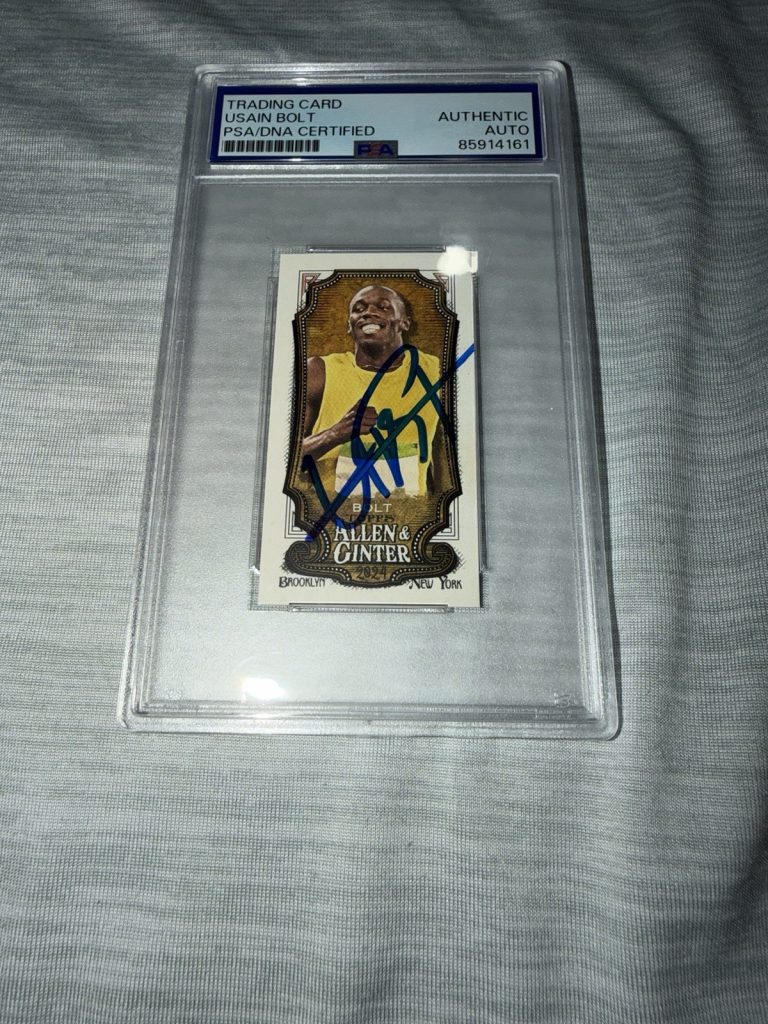 Usain Bolt Signed 2024 Allen & Ginter Trading Card Mini Legend Star PSA/DNA #2