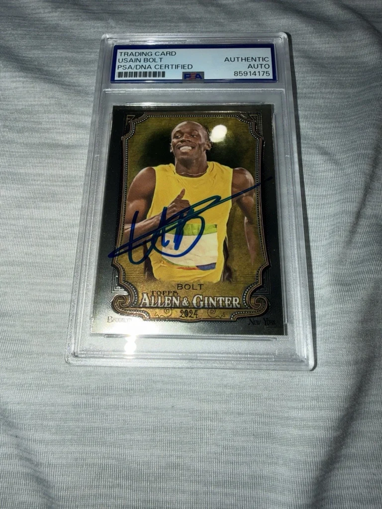 Usain Bolt Signed 2024 A&G Chrome Trading Card #208 Gold Legend PSA/DNA