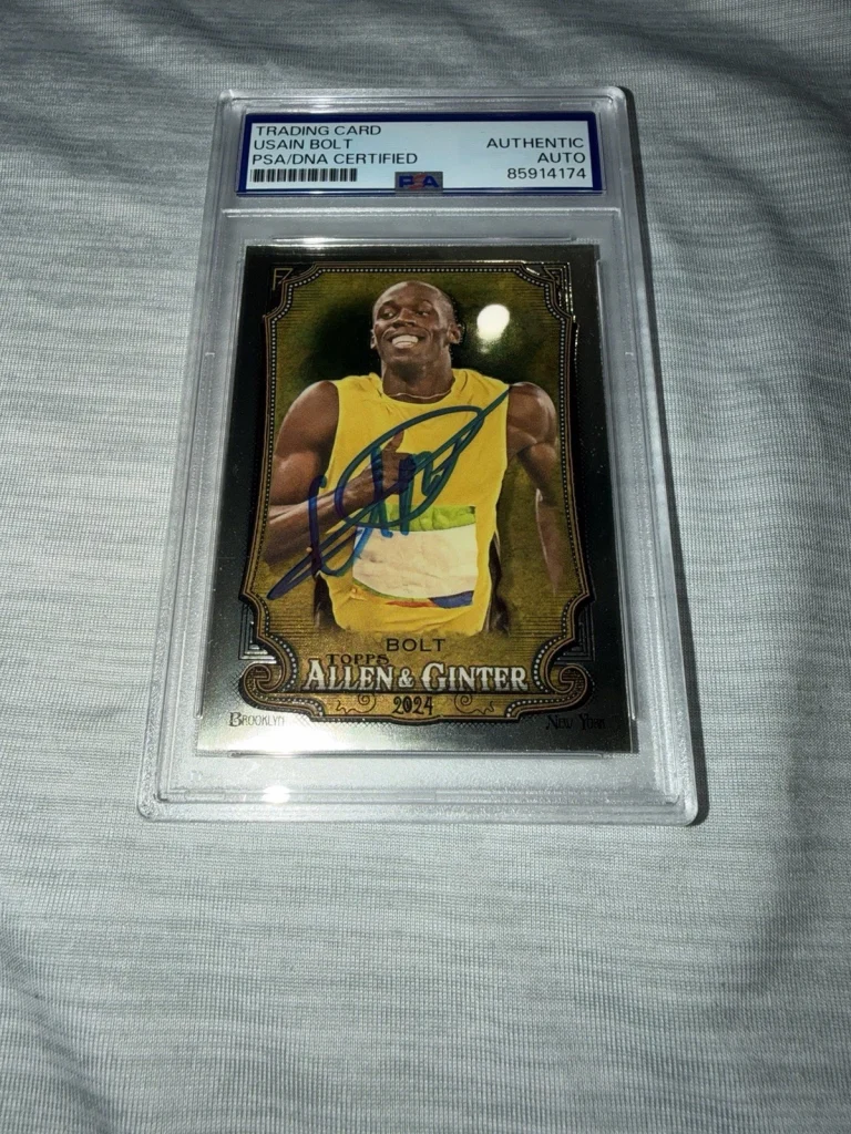 Usain Bolt Signed 2024 A&G Chrome Trading Card #208 Gold Legend PSA/DNA #2