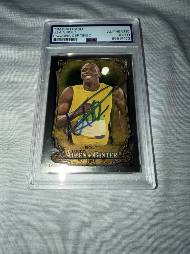 Usain Bolt Signed 2024 A&G Chrome Trading Card #208 Gold Legend PSA/DNA #3