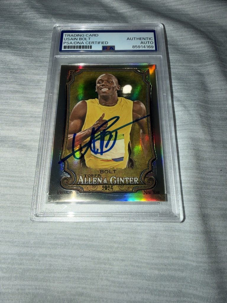 Usain Bolt Signed 2024 A&G Chrome Refractor Trading Card Legend PSA/DNA
