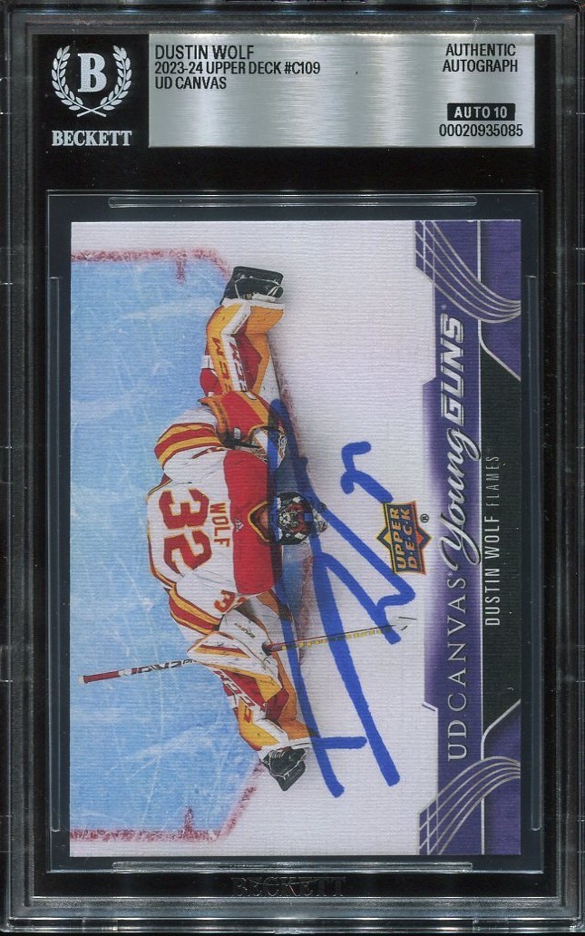 DUSTIN WOLF signed 2023 UD YOUNG GUNS CANVAS ROOKIE CARD RC YG BECKETT 10 (BAS)
