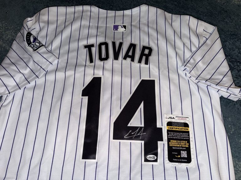 Ezequiel Tovar Signed Colorado Rockies Jersey Superstar Slugger JSA Auth