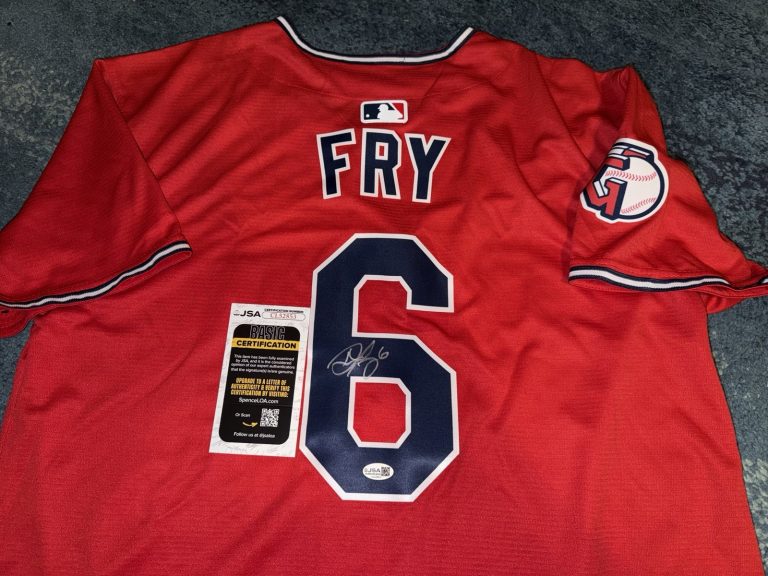David Fry Signed Cleveland Guardians Jersey Superstar Slugger JSA Auth #2