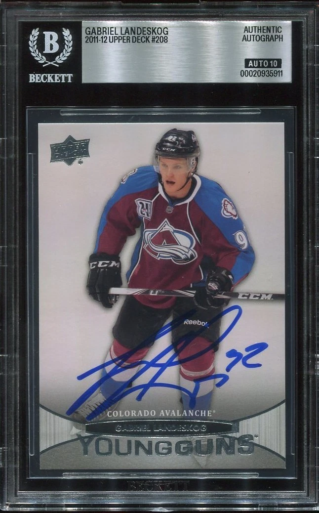 GABRIEL LANDESKOG signed 2011 UD YOUNG GUNS ROOKIE CARD RC YG BECKETT 10 (BAS)