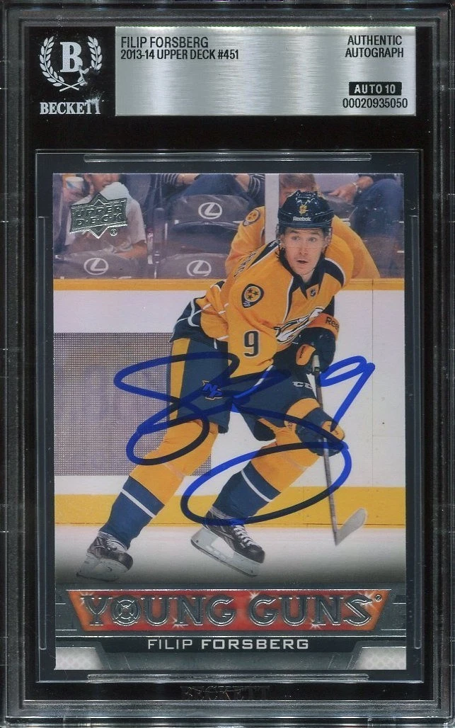 FILIP FORSBERG signed auto 2011 UD YOUNG GUNS ROOKIE CARD RC YG BECKETT 10 (BAS)