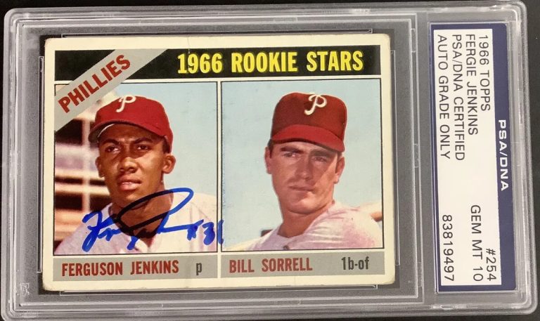 Fergie Jenkins Signed 1966 Topps #254 Rookie Card HOF PSA/DNA Auto Gem Mt 10