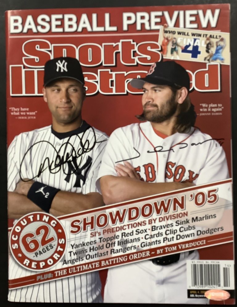 Derek Jeter Signed Sports Illustrated Magazine Johnny Damon Autograph HOF 2020