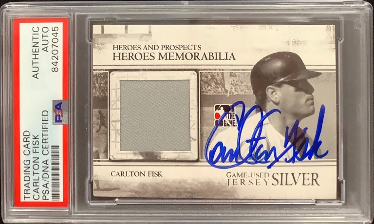 Carlton Fisk Signed Game Used Jersey Insert Card 2001 Autograph PSA/DNA Redsox