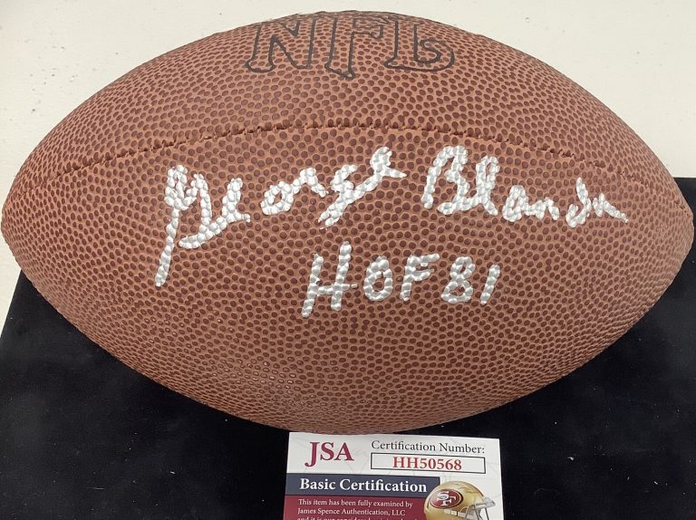George Blanda Signed Football Mini Football Wilson Bears Raiders Auto HOF 81 JSA