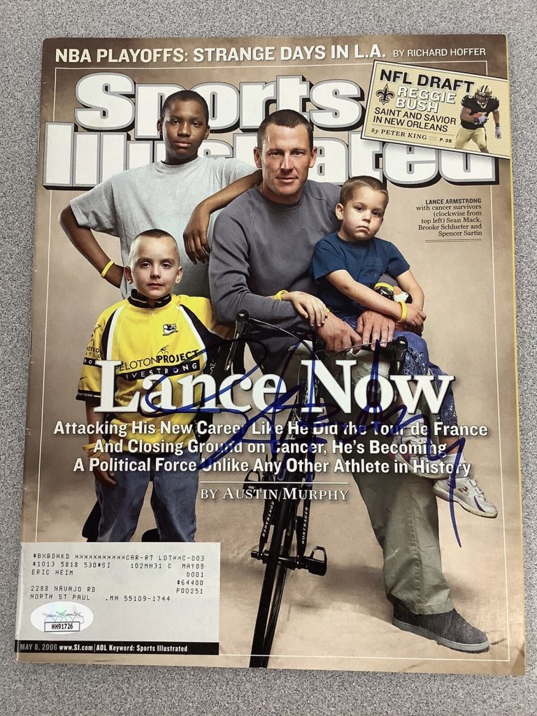 Lance Armstrong Signed Sports Illustrated Mag Cycling Autograph JSA 5/8/06 Tour