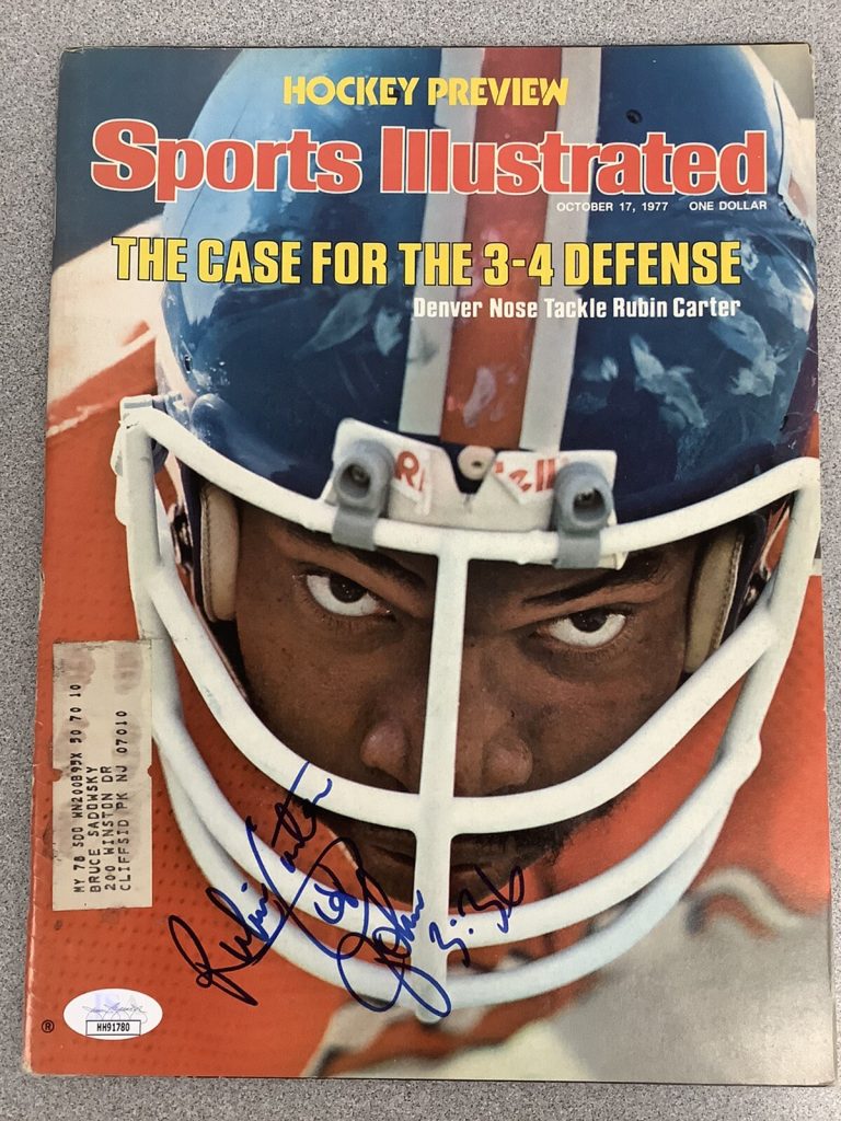 Rubin Carter Signed Sports Illustrated Magazine Broncos Autograph JSA 10/17/77