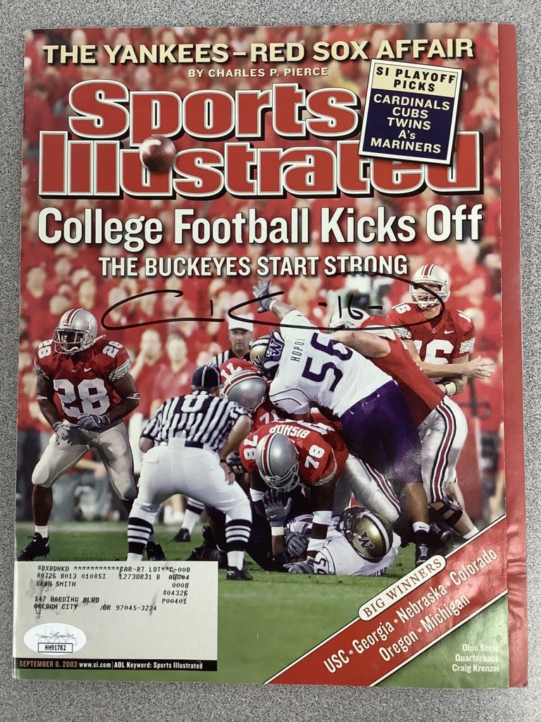 Craig Krenzel Signed Sports Illustrated Mag Ohio State Autograph JSA 9/8/03