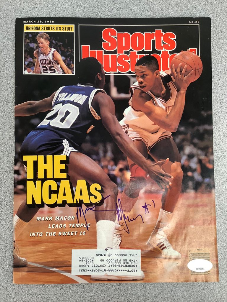 Mark Macon Signed Sports Illustrated Magazine Basketball Autograph JSA 3/28/88