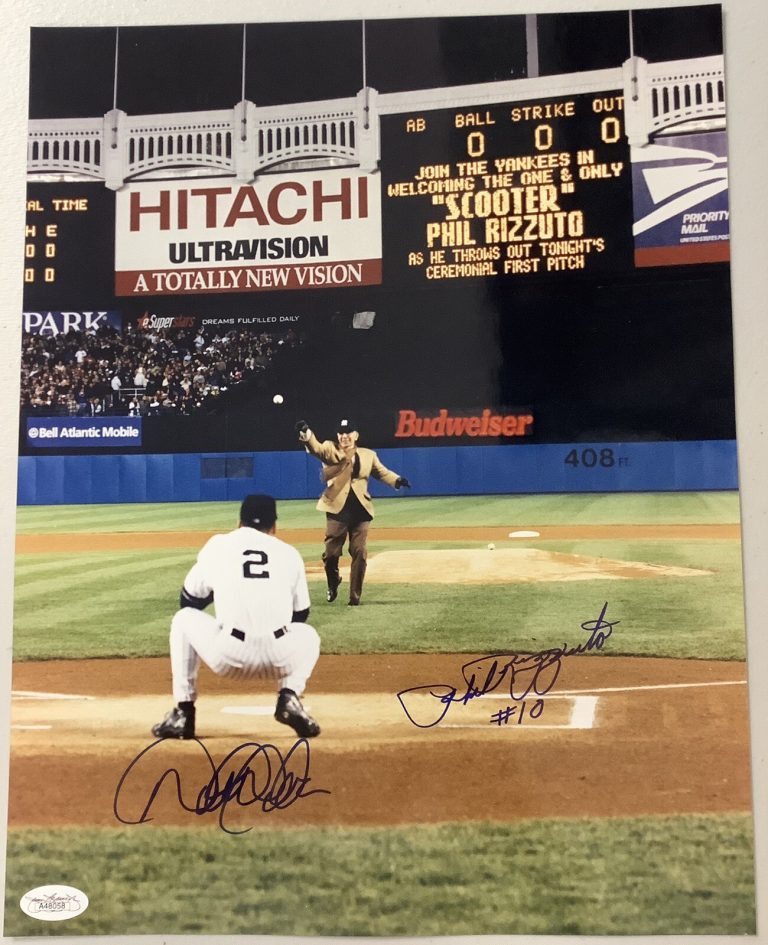 Derek Jeter Signed Photo 11x14 Baseball 1996 WS Toss Autograph JSA w/ Rizzuto