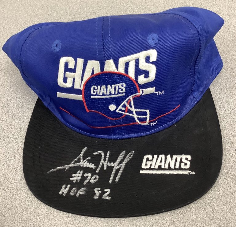 Sam Huff Signed Football Hat NY Giants Pro Bowl HOF CHOF All Pro JSA Insc 1
