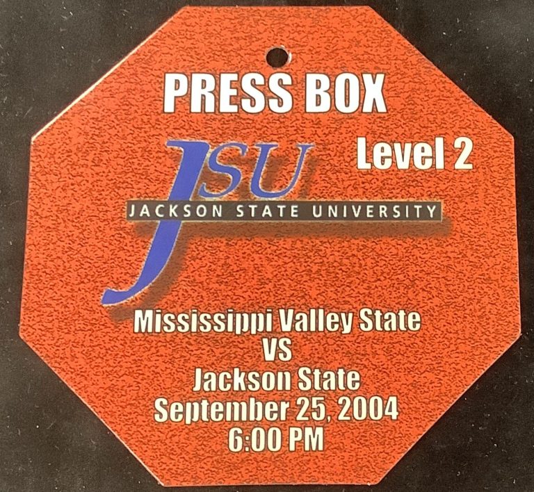 Jackson State University Mississippi 2004 VIP Press Box Sideline College FB