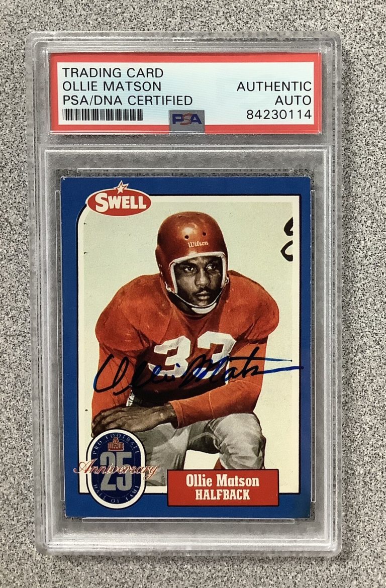 Ollie Matson Signed 1988 Swell Card #77 Football Cardinals HOF Autograph PSA/DNA