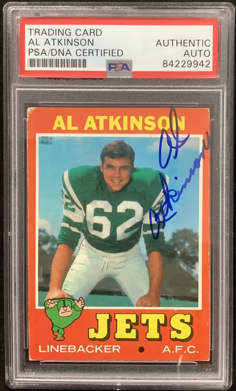 Al Atkinson 1971 Topps #48 Football Card Autograph Super Bowl 3 Jets PSA/DNA