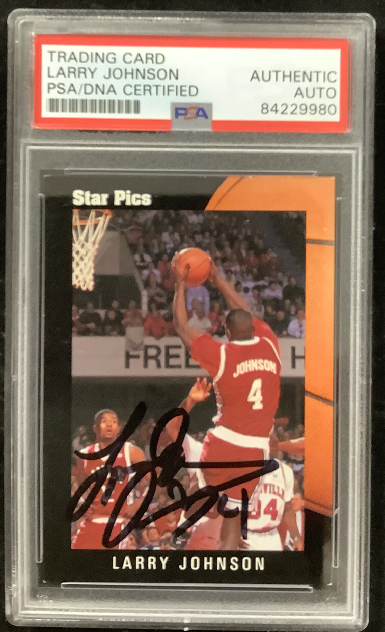 Larry Johnson Signed 1991 Star Pics #18 RC Basketball Card Knicks Auto PSA/DNA