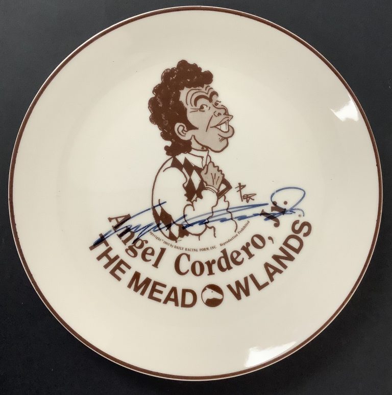 Angel Cordero Jr Jockey Plate NJ Meadowlands Racing 1983 Belcrest China HOF JSA