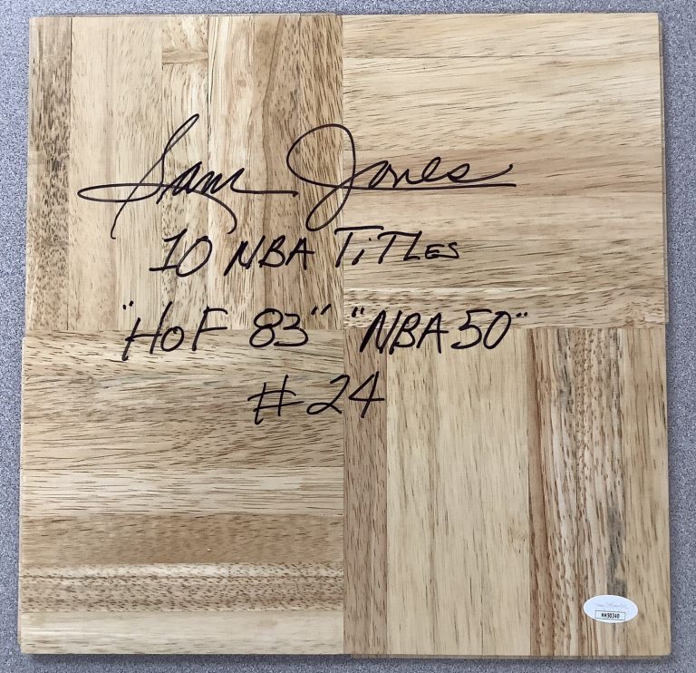 Sam Jones Signed Floor Board Basketball Court Boston Celtics Autograph Stats JSA