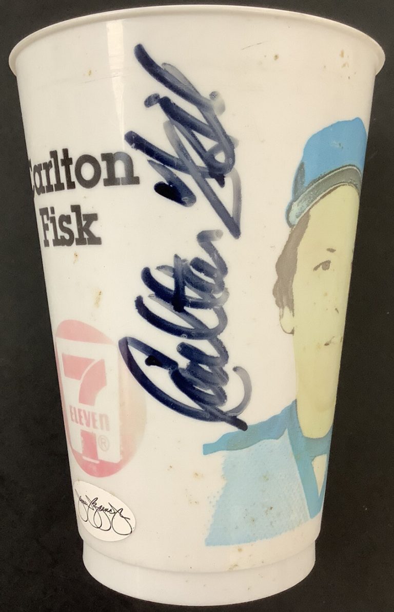 Carlton Fisk Signed Cup Plastic Baseball Red Sox Autograph All Star ROY HOF JSA