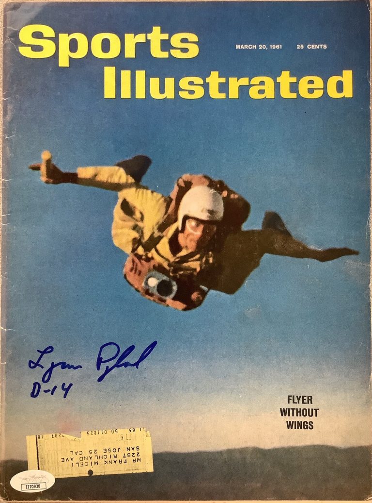 Lynn Pyland Signed Sports Illustrated Magazine 3/20/61 Sky Diving Autograph JSA