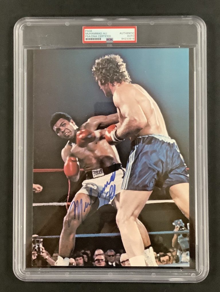 Muhammad Ali Signed Photo vs Joe Bugner Vintage 70's Full Autograph PSA/DNA