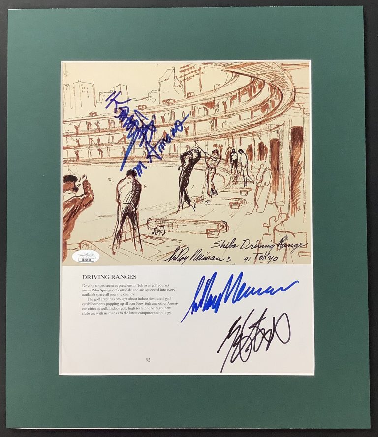 LeRoy Neiman Signed Print with Isao Aoki Masaru Amono Golf Autograph Tokyo JSA