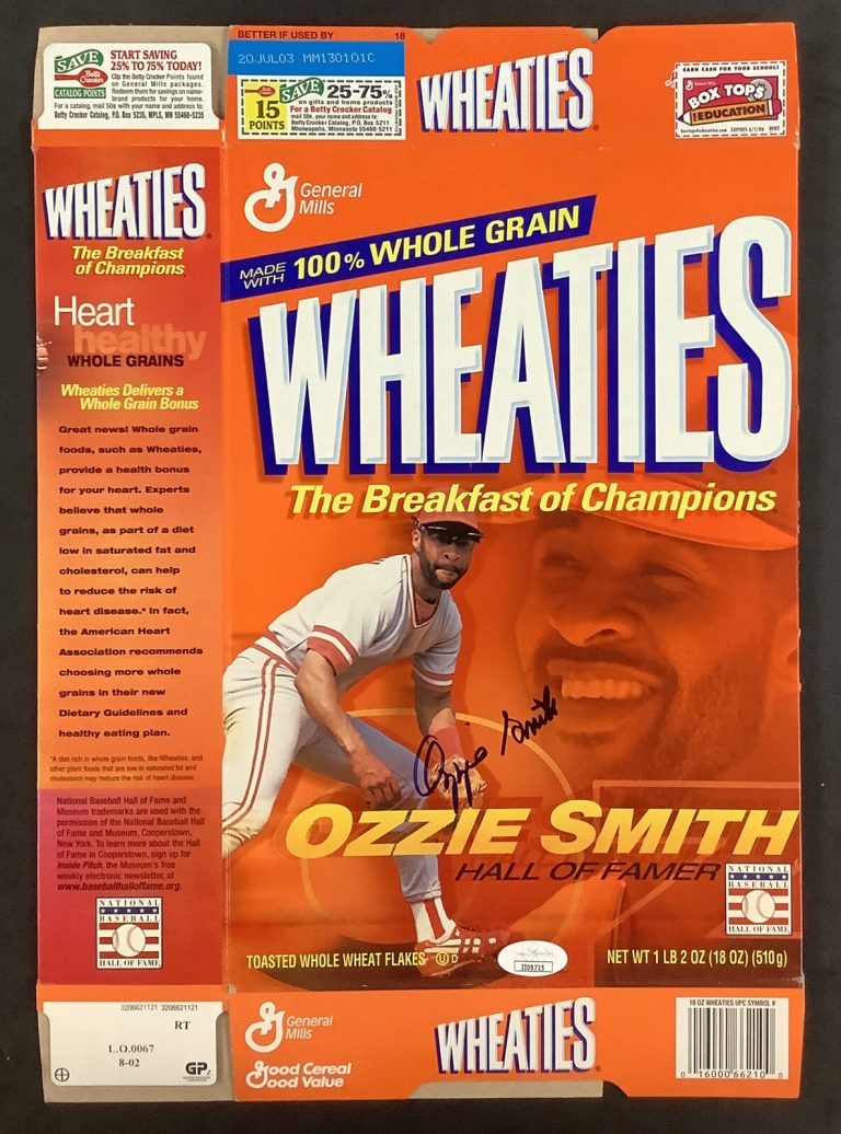 Ozzie Smith Signed Cereal Box Wheaties Baseball Autograph STL Cardinals HOF JSA