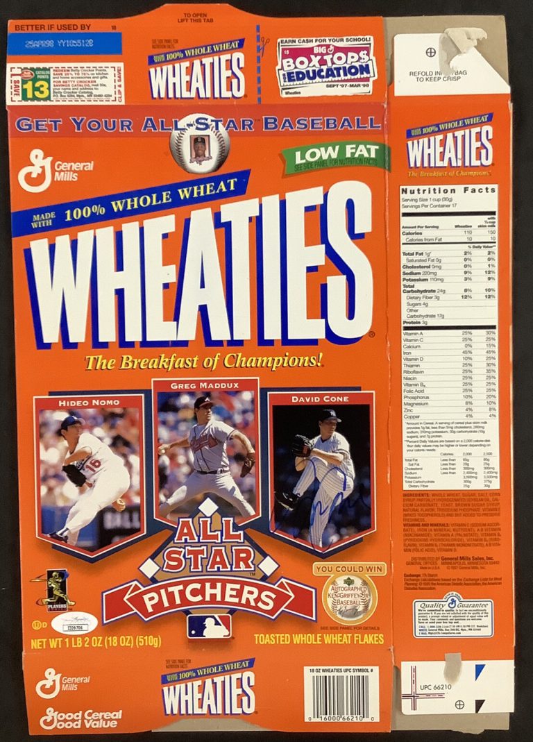 David Cone Signed Cereal Box Wheaties Baseball Autograph NY Yankees Cy WSC JSA
