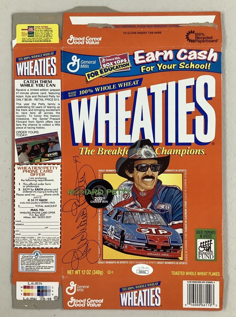 Richard Petty Signed Cereal Box Wheaties Racing Autograph Nascar Cup HOF JSA