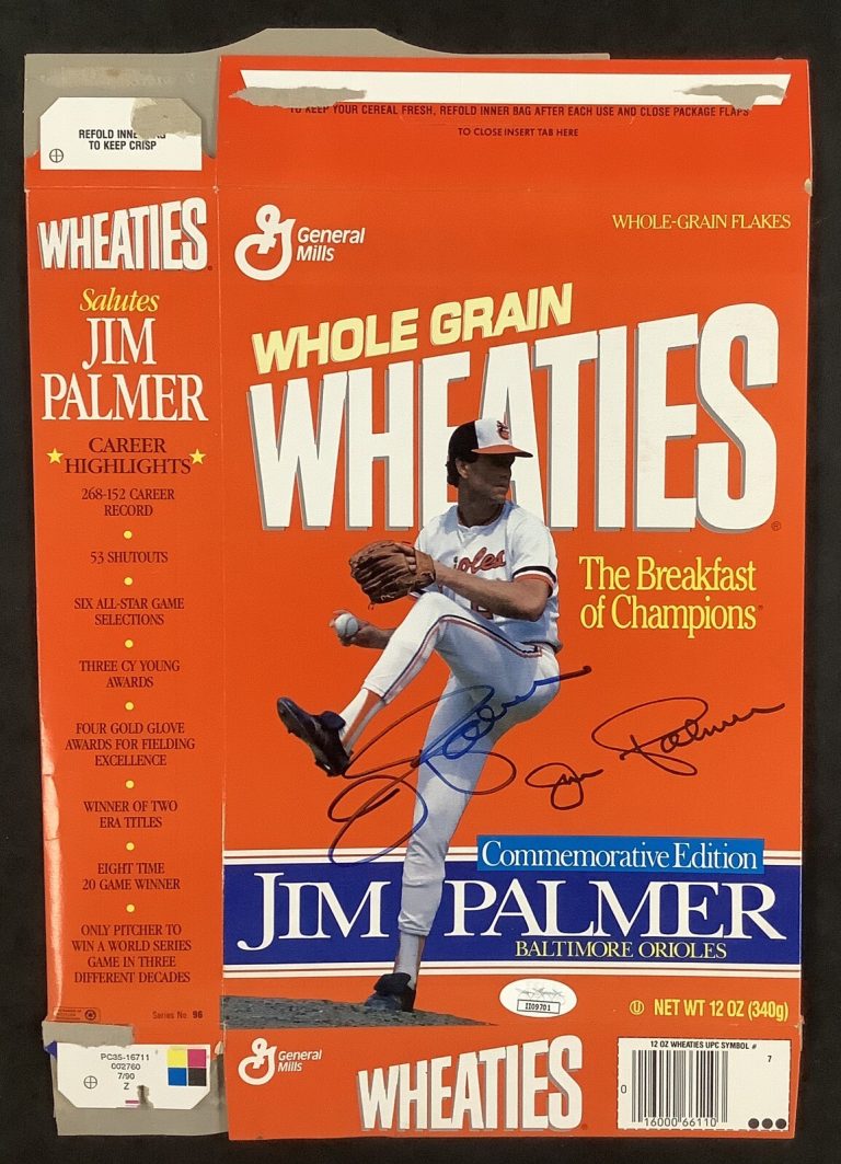 Jim Palmer Signed Cereal Box Wheaties Baseball Autograph BAL Orioles HOF JSA